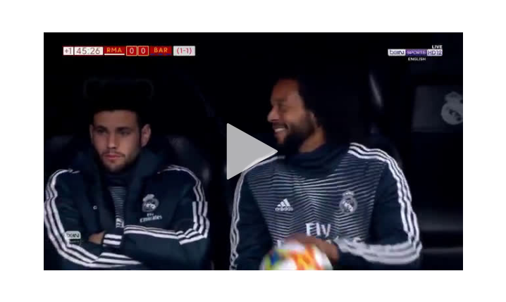 Marcelo i jego zabawa na ławce rezerwowych Realu :D [VIDEO]